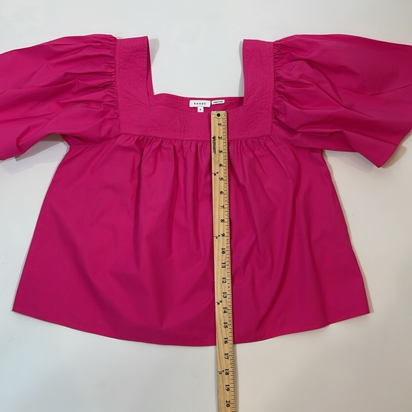Rhode Fuscia Pink Flutter Sleeve Top M 100% Cotton EUC Like New - Picture 6 of 9